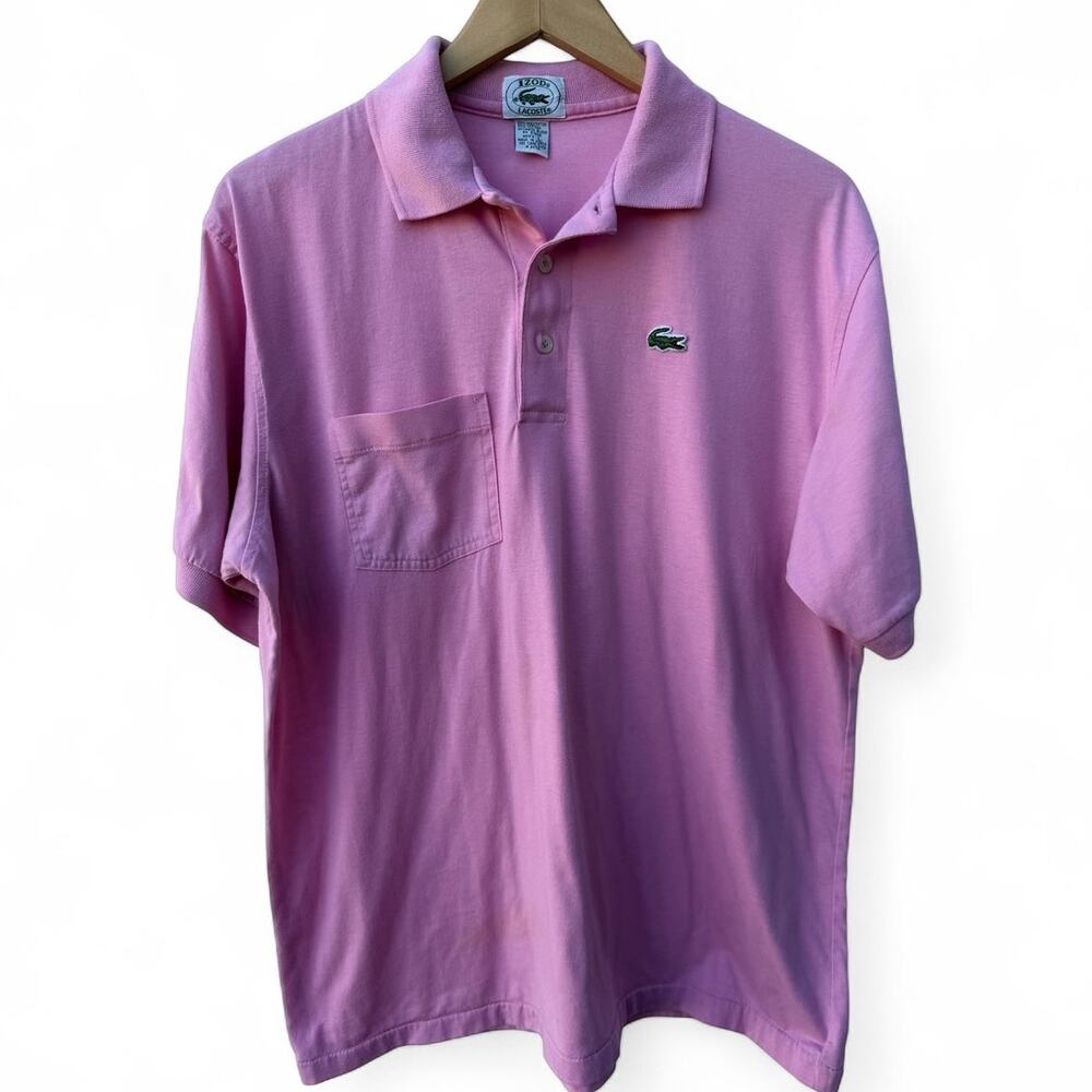 Lacoste Ized Pink Polo Shirt Large Made In Korea